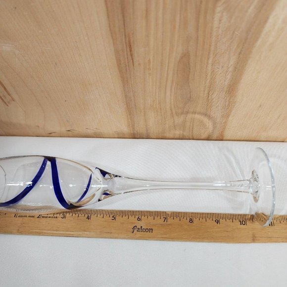 Pier 1 Cobalt Blue Swirline Glass Champagne Flute 10.25" - Picture 10 of 11